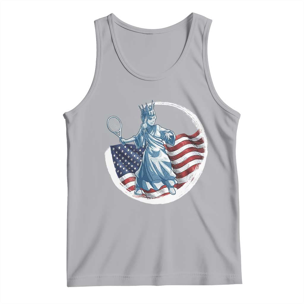 Funny Statue Of Liberty Tennis Player Tank Top USA Pride Female Tennis Gift TS12 Athletic Heather Print Your Wear