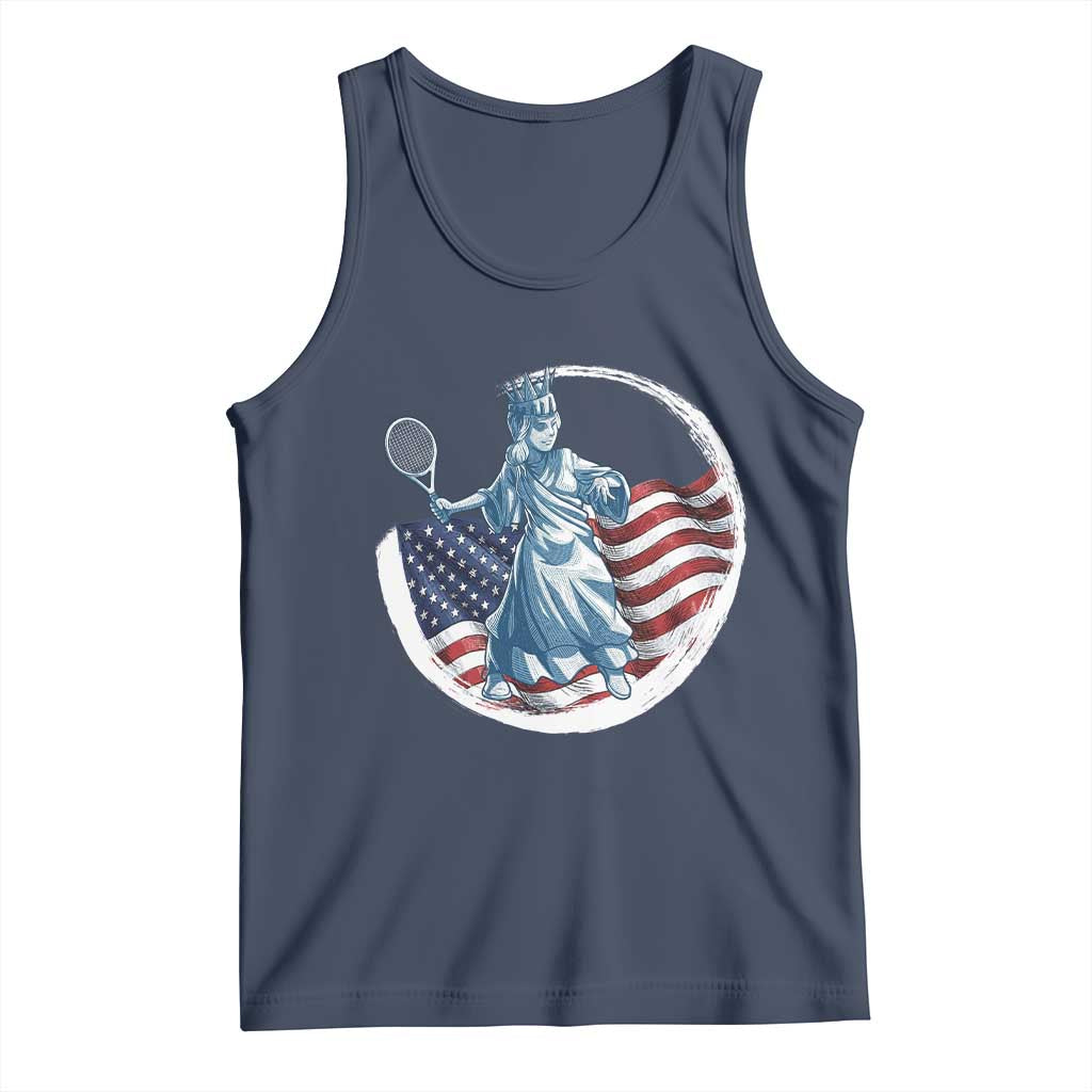 Funny Statue Of Liberty Tennis Player Tank Top USA Pride Female Tennis Gift TS12 Navy Print Your Wear