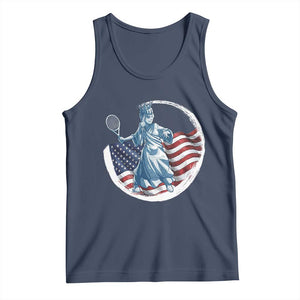 Funny Statue Of Liberty Tennis Player Tank Top USA Pride Female Tennis Gift TS12 Navy Print Your Wear