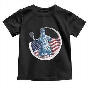 Funny Statue Of Liberty Tennis Player Toddler T Shirt USA Pride Female Tennis Gift TS12 Black Print Your Wear