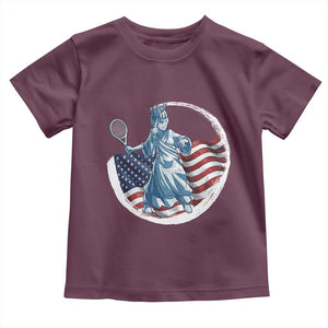 Funny Statue Of Liberty Tennis Player Toddler T Shirt USA Pride Female Tennis Gift TS12 Maroon Print Your Wear