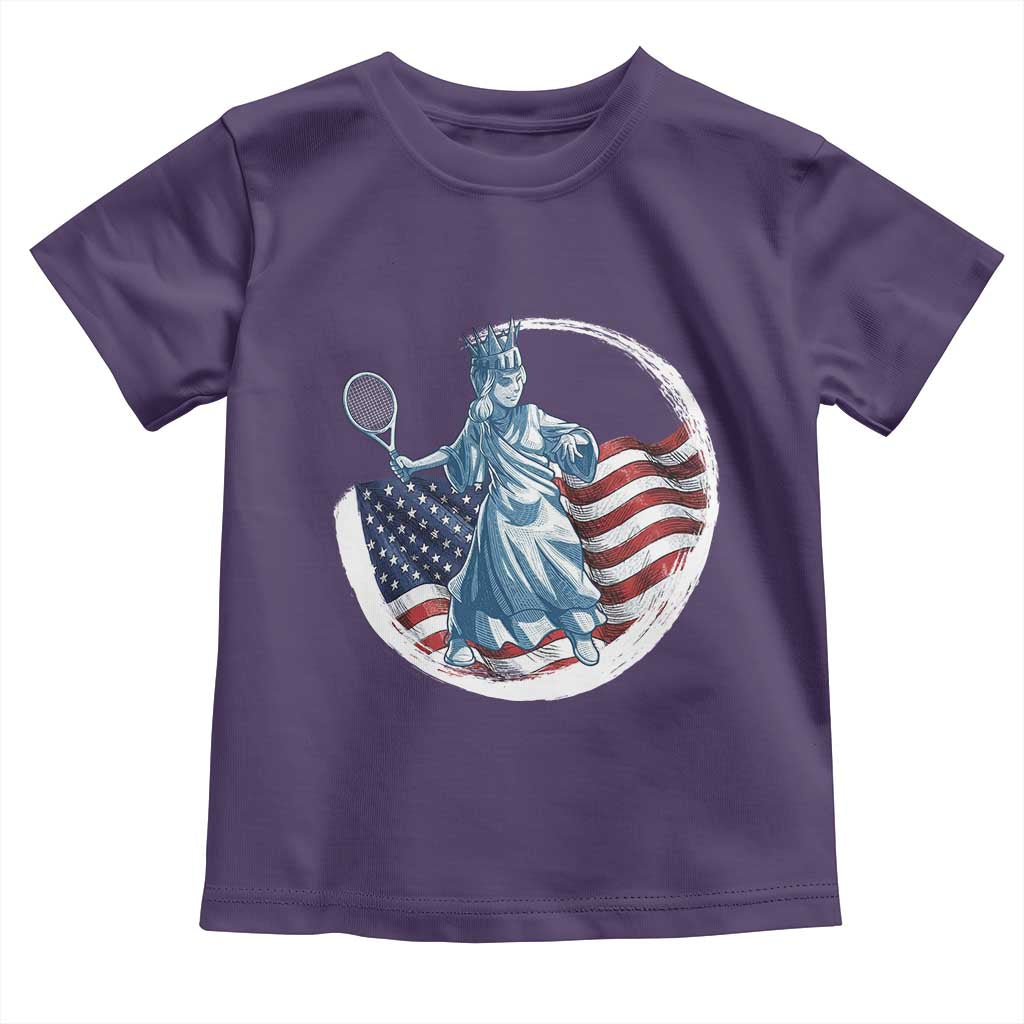 Funny Statue Of Liberty Tennis Player Toddler T Shirt USA Pride Female Tennis Gift TS12 Purple Print Your Wear