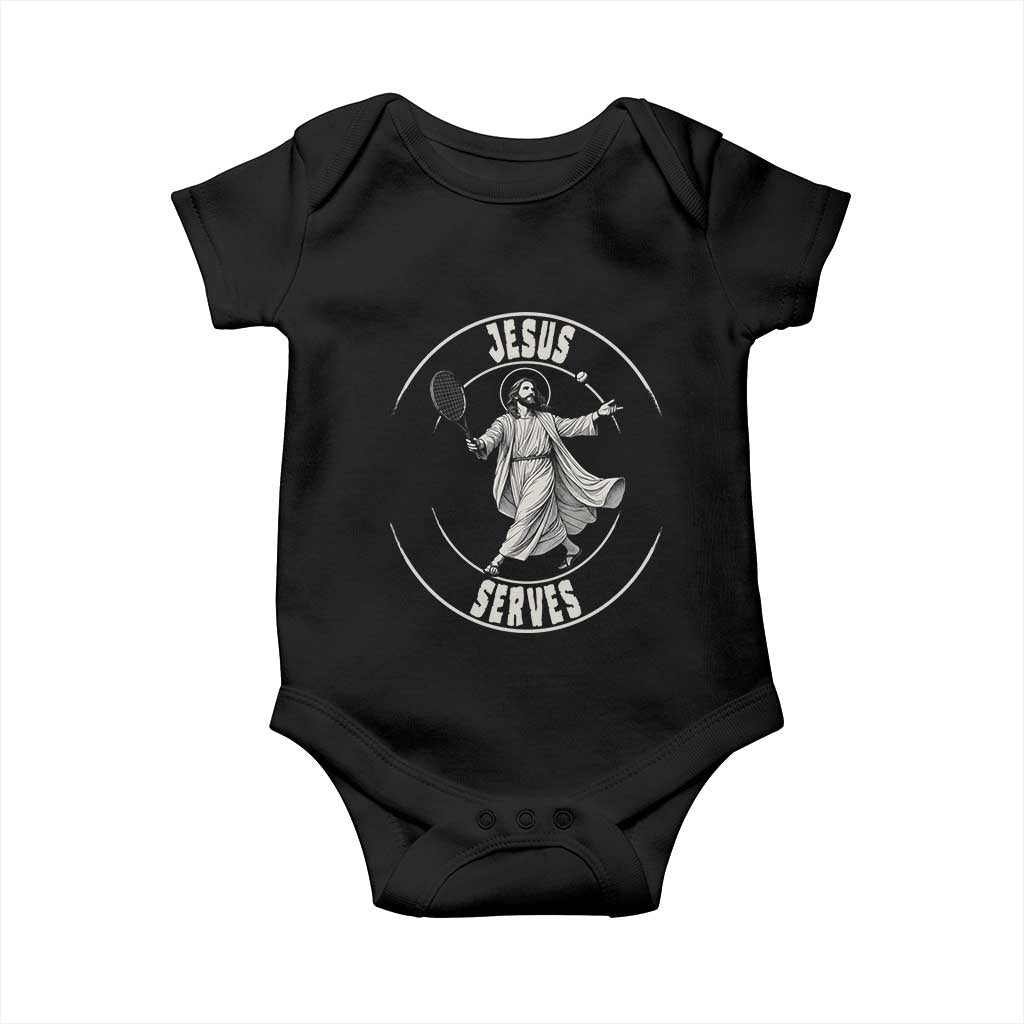 Christian Tennis Funny Gift For Believers Baby Onesie Jesus Serves TS12 Black Print Your Wear