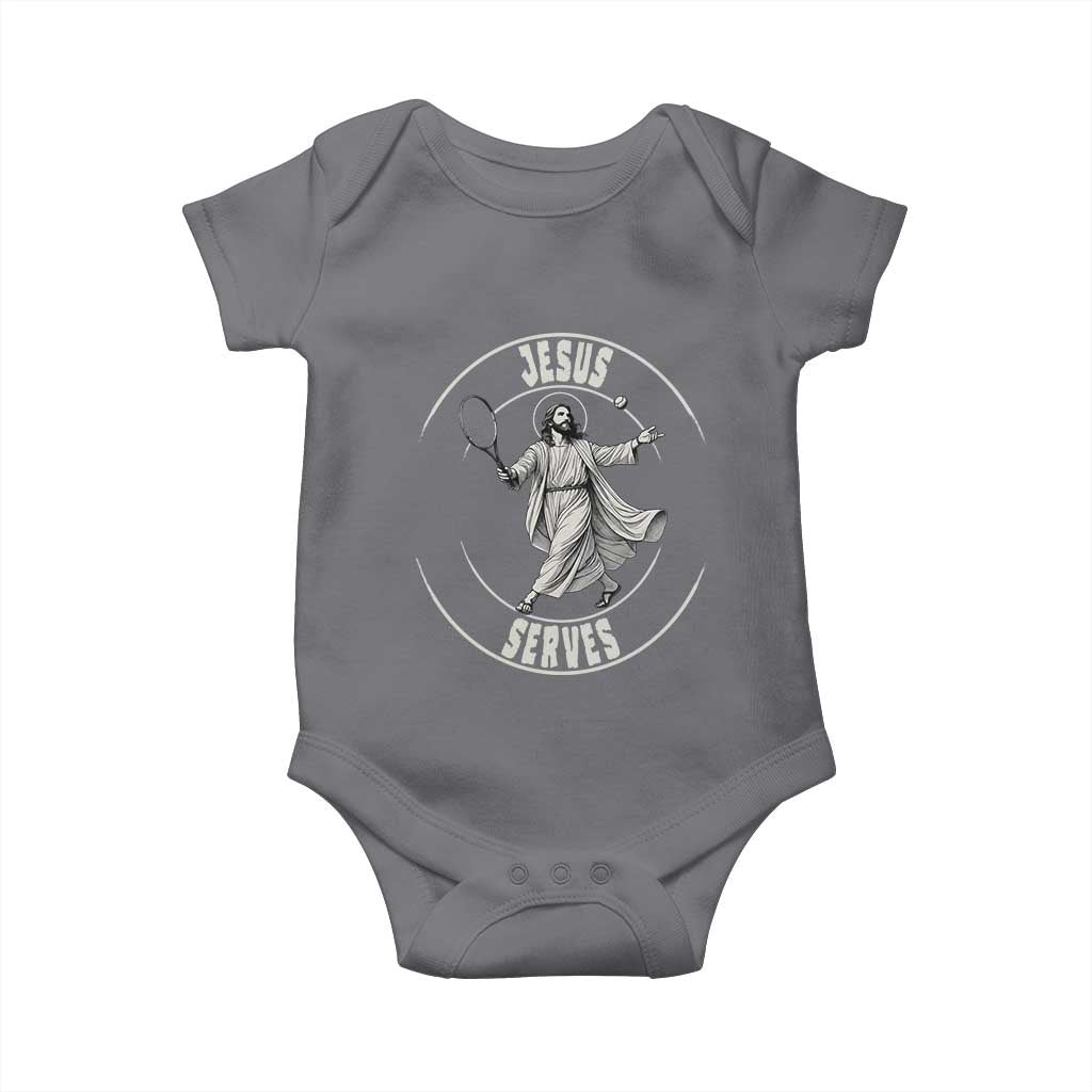 Christian Tennis Funny Gift For Believers Baby Onesie Jesus Serves TS12 Charcoal Print Your Wear