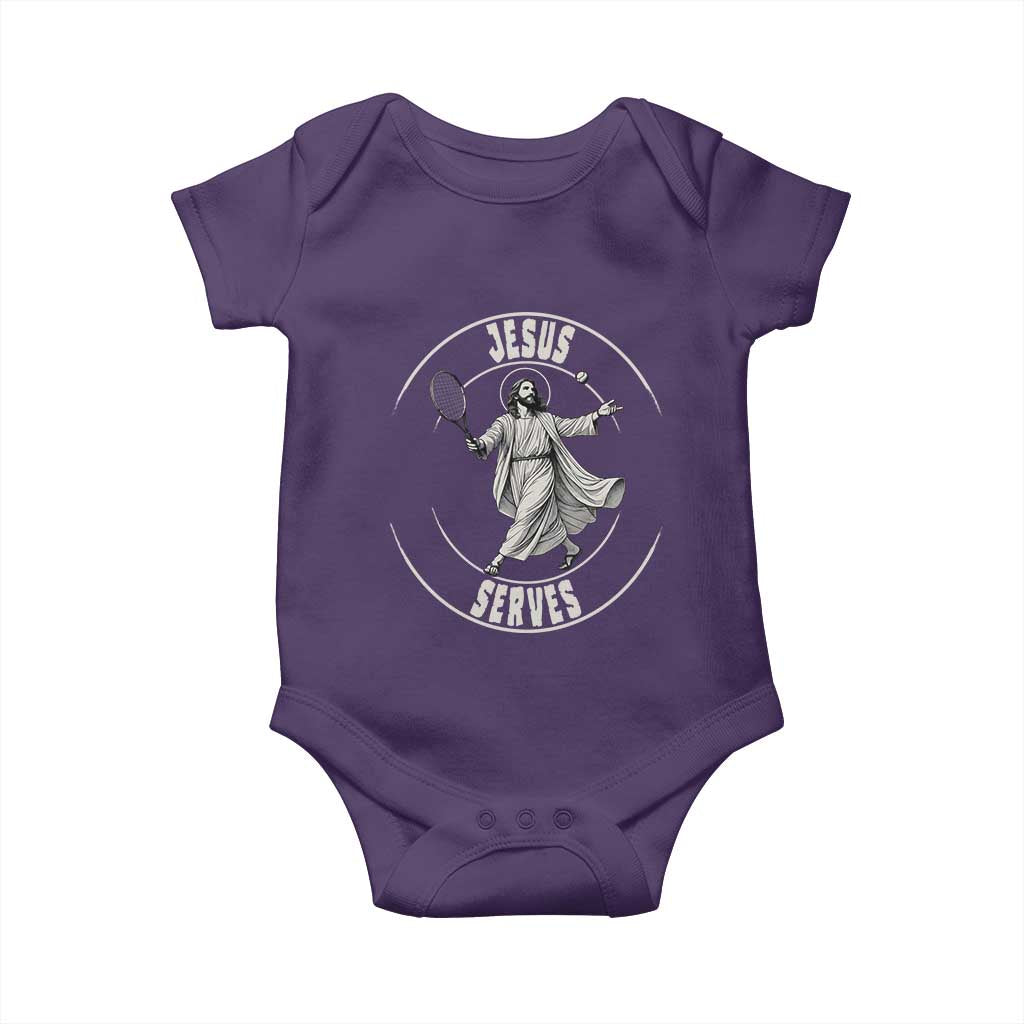 Christian Tennis Funny Gift For Believers Baby Onesie Jesus Serves TS12 Purple Print Your Wear