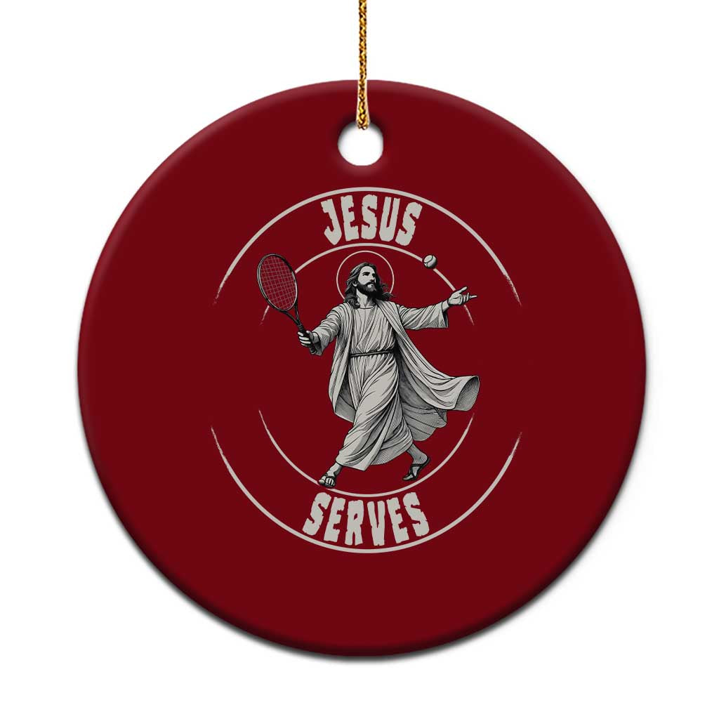 Christian Tennis Funny Gift For Believers Ceramic Ornament Jesus Serves TS12 1pc Red Print Your Wear