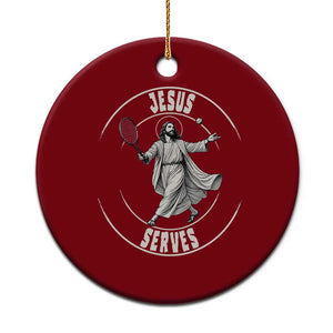 Christian Tennis Funny Gift For Believers Ceramic Ornament Jesus Serves TS12 1pc Red Print Your Wear