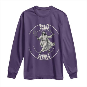 Christian Tennis Funny Gift For Believers Long Sleeve Shirt Jesus Serves TS12 Purple Print Your Wear