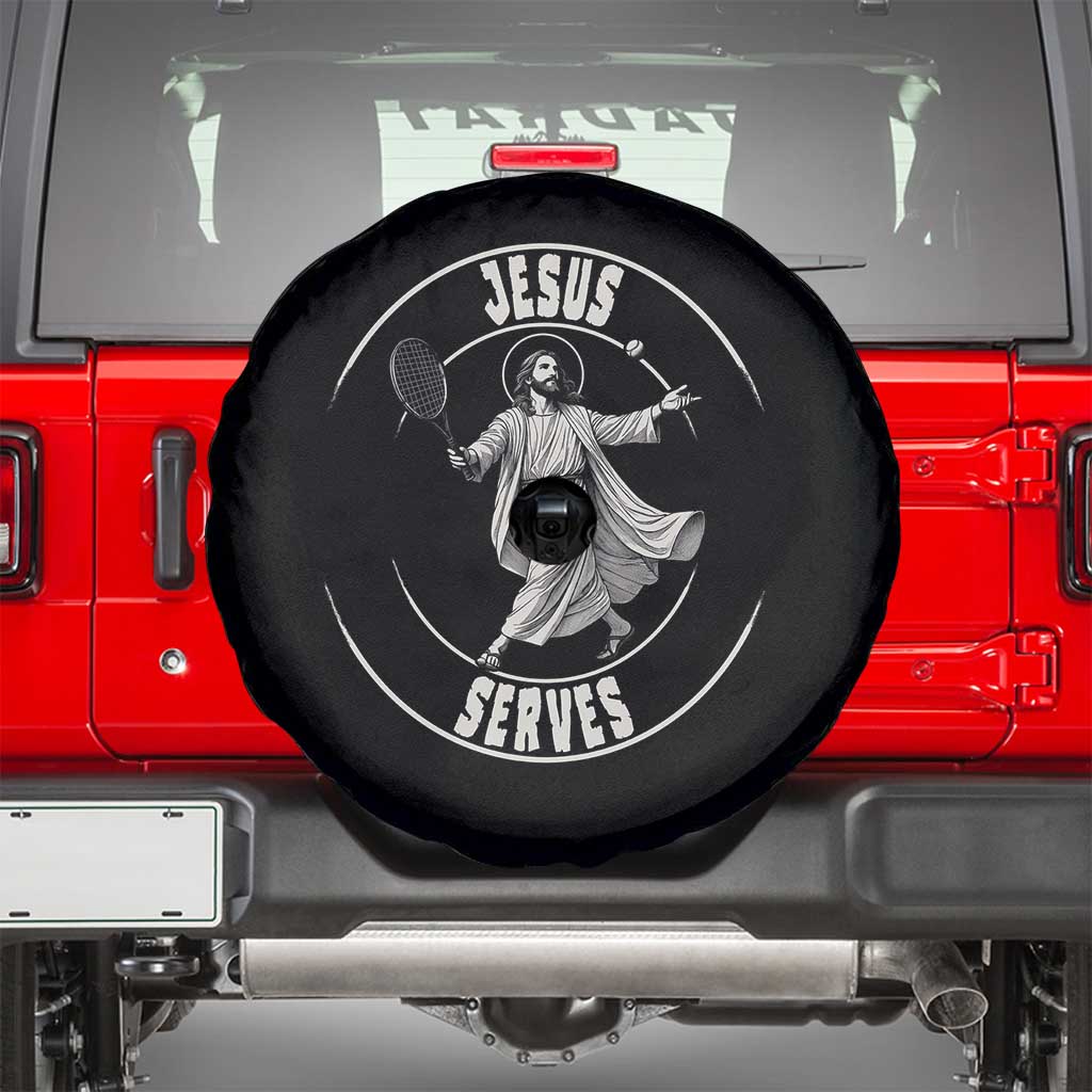 Christian Tennis Funny Gift For Believers Spare Tire Cover Jesus Serves TS12 Black Print Your Wear