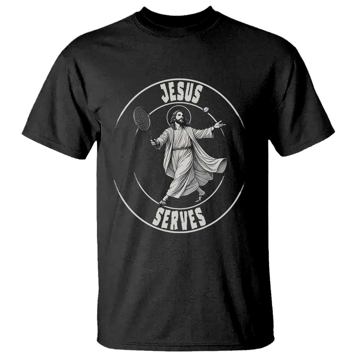 Christian Tennis Funny Gift For Believers T Shirt Jesus Serves TS12 Black Print Your Wear