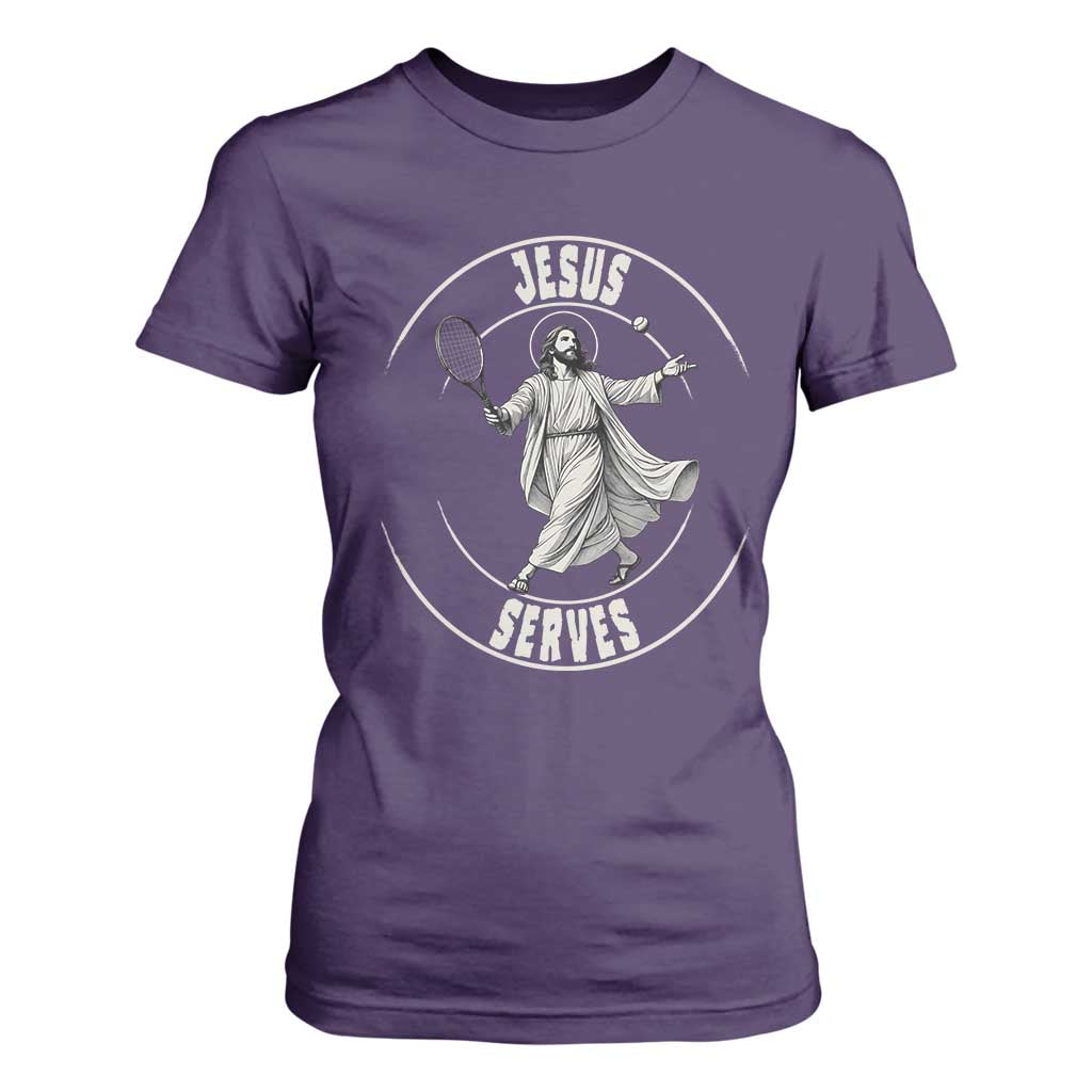 Christian Tennis Funny Gift For Believers T Shirt For Women Jesus Serves TS12 Purple Print Your Wear