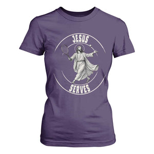 Christian Tennis Funny Gift For Believers T Shirt For Women Jesus Serves TS12 Purple Print Your Wear