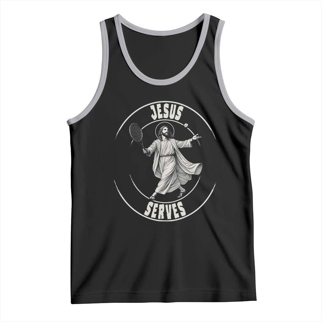 Christian Tennis Funny Gift For Believers Tank Top Jesus Serves TS12 Black Athletic Heather Print Your Wear