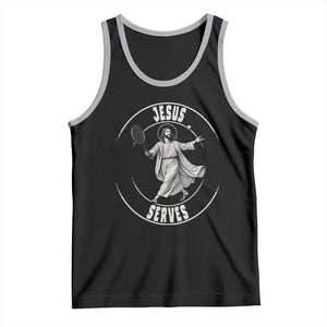 Christian Tennis Funny Gift For Believers Tank Top Jesus Serves TS12 Black Athletic Heather Print Your Wear