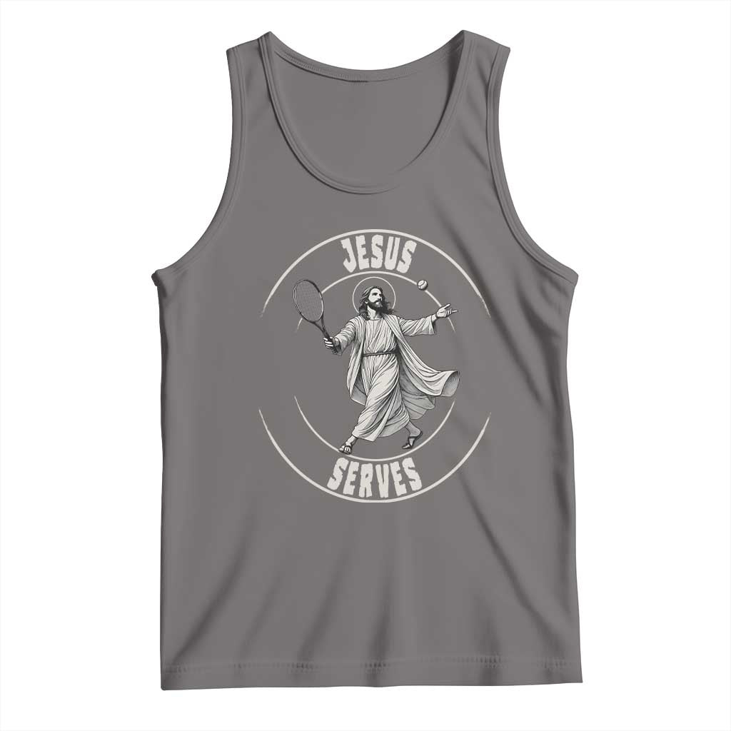 Christian Tennis Funny Gift For Believers Tank Top Jesus Serves TS12 Deep Heather Print Your Wear