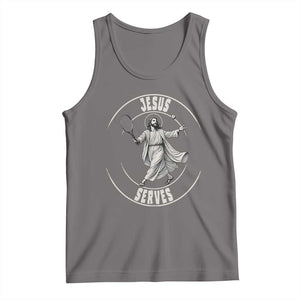 Christian Tennis Funny Gift For Believers Tank Top Jesus Serves TS12 Deep Heather Print Your Wear