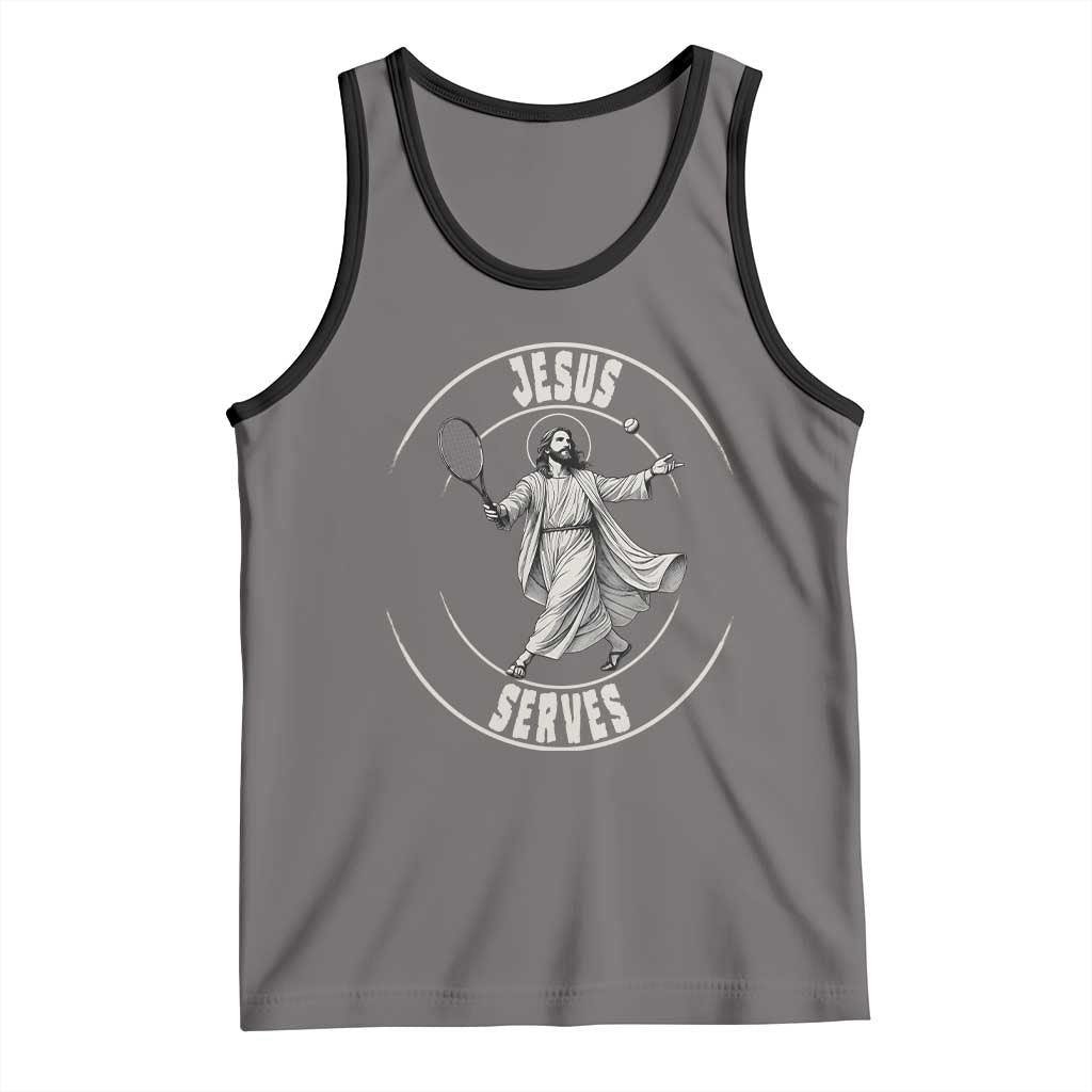 Christian Tennis Funny Gift For Believers Tank Top Jesus Serves TS12 Deep Heather Black Print Your Wear