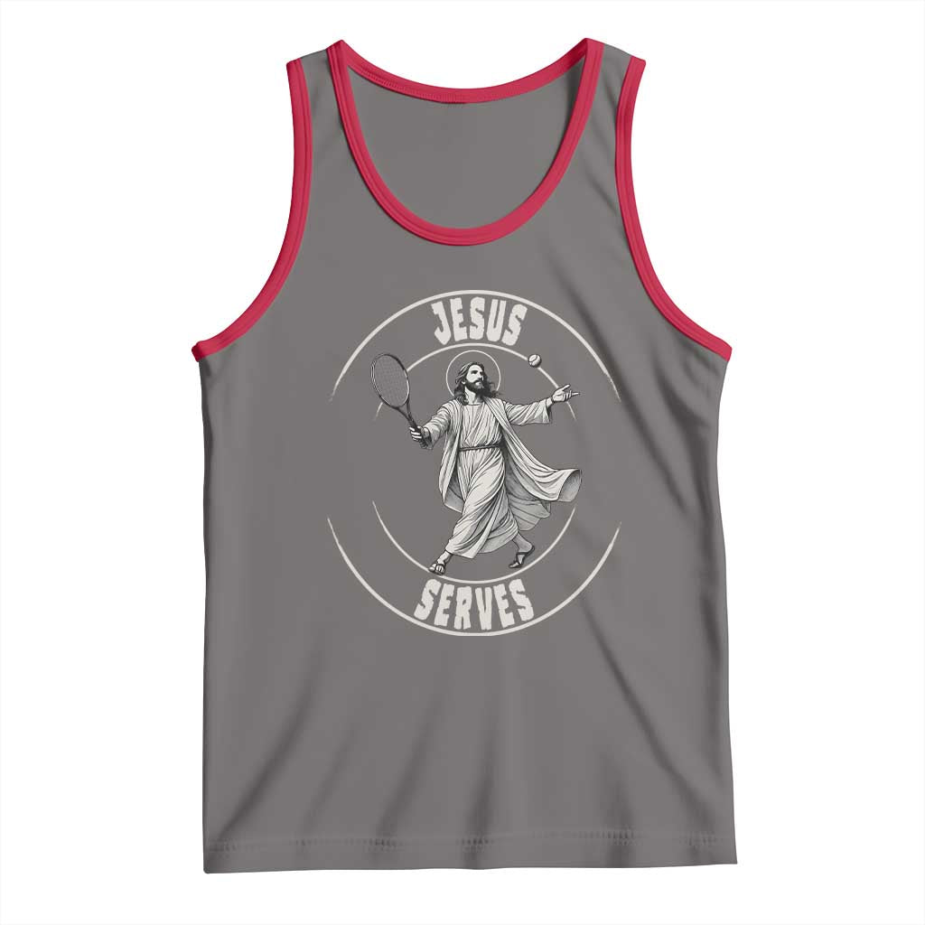 Christian Tennis Funny Gift For Believers Tank Top Jesus Serves TS12 Deep Heather Red Print Your Wear