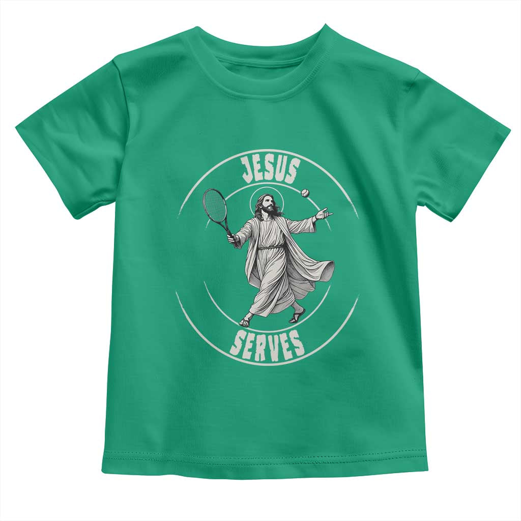 Christian Tennis Funny Gift For Believers Toddler T Shirt Jesus Serves TS12 Irish Green Print Your Wear