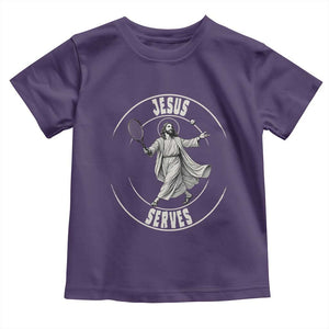 Christian Tennis Funny Gift For Believers Toddler T Shirt Jesus Serves TS12 Purple Print Your Wear
