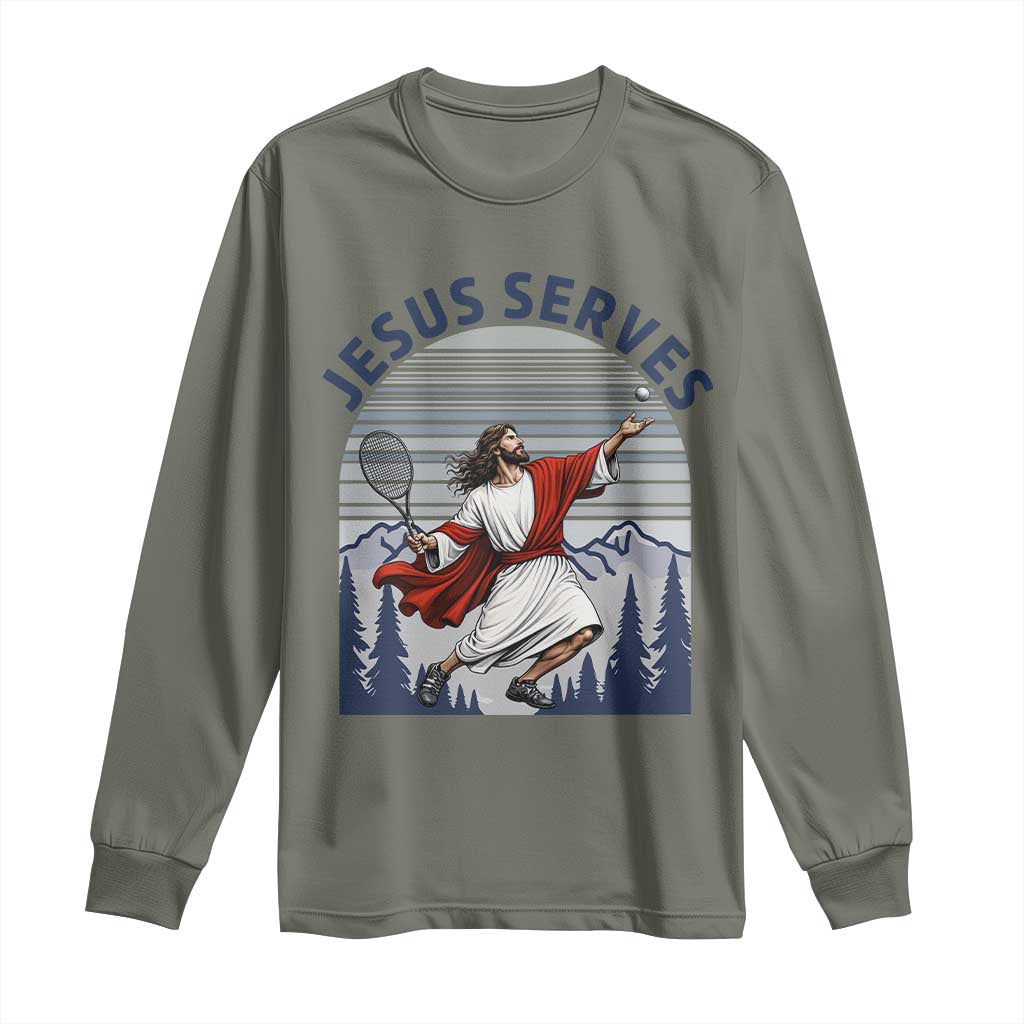 Christian Tennis Lover Gift Long Sleeve Shirt Funny Christian Gift TS12 Military Green Print Your Wear