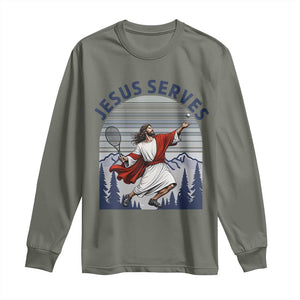 Christian Tennis Lover Gift Long Sleeve Shirt Funny Christian Gift TS12 Military Green Print Your Wear