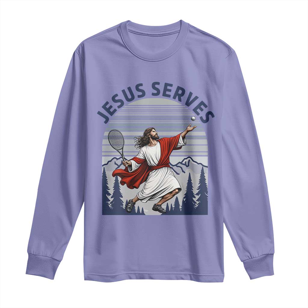 Christian Tennis Lover Gift Long Sleeve Shirt Funny Christian Gift TS12 Violet Print Your Wear