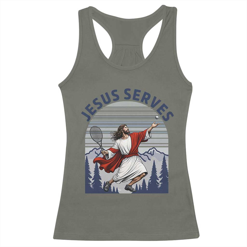 Christian Tennis Lover Gift Racerback Tank Top Funny Christian Gift TS12 Military Green Print Your Wear