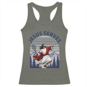 Christian Tennis Lover Gift Racerback Tank Top Funny Christian Gift TS12 Military Green Print Your Wear