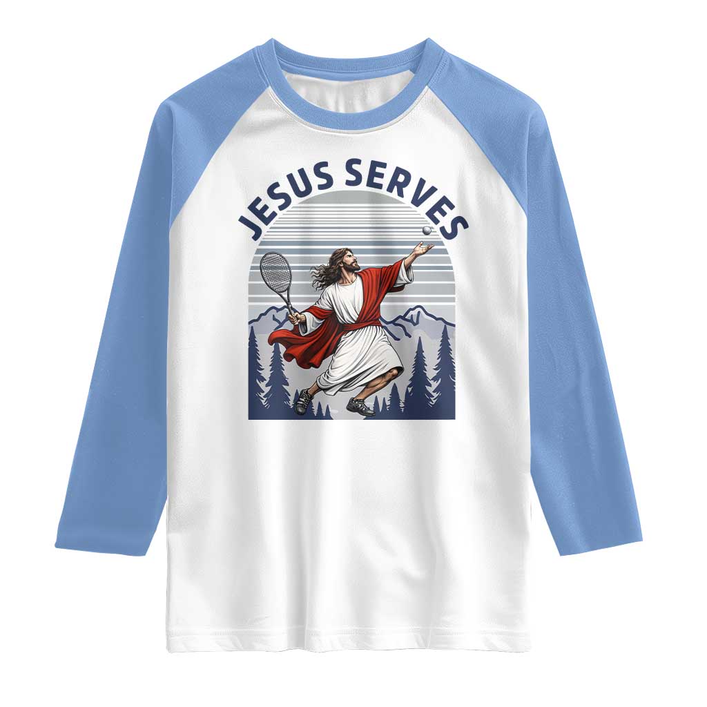 Christian Tennis Lover Gift Raglan Shirt Funny Christian Gift TS12 White Carolina Blue Print Your Wear