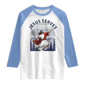 Christian Tennis Lover Gift Raglan Shirt Funny Christian Gift TS12 White Carolina Blue Print Your Wear