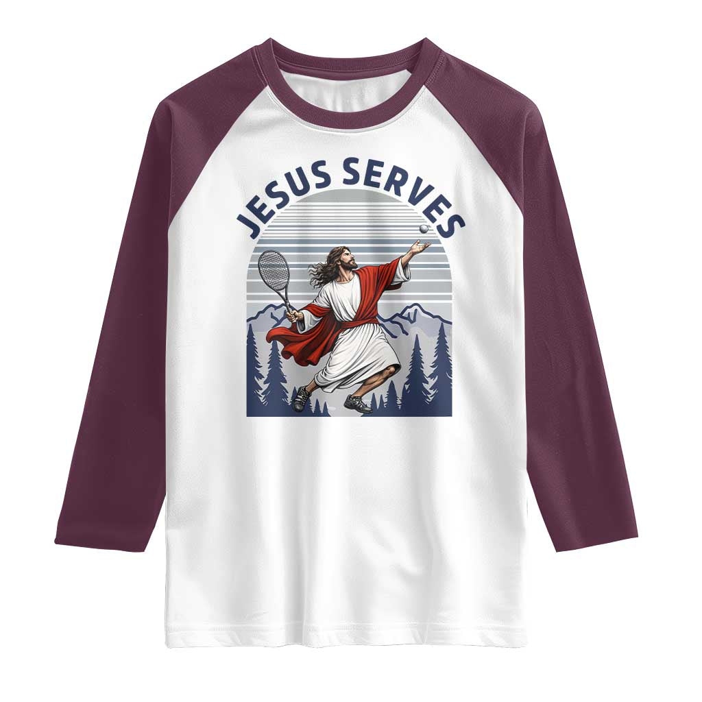Christian Tennis Lover Gift Raglan Shirt Funny Christian Gift TS12 White Maroon Print Your Wear