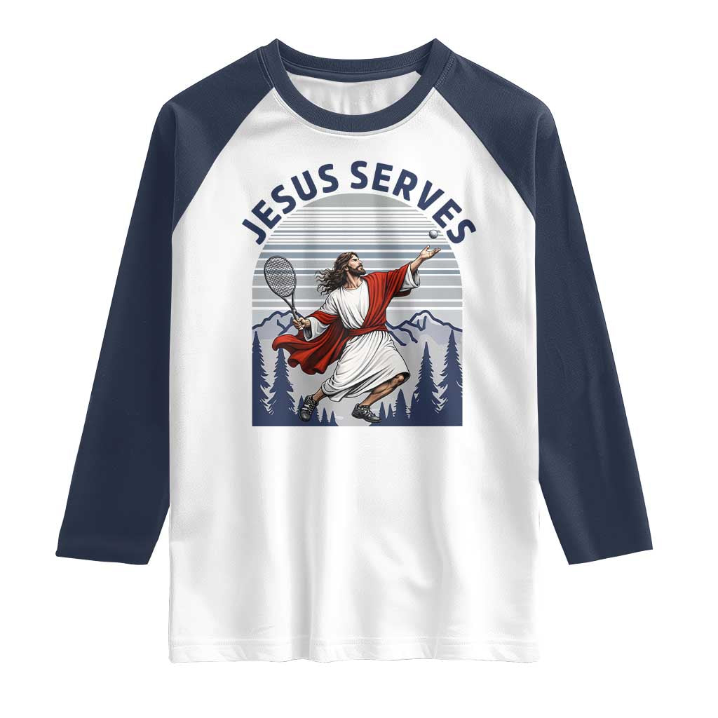 Christian Tennis Lover Gift Raglan Shirt Funny Christian Gift TS12 White Navy Print Your Wear