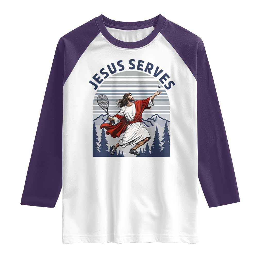 Christian Tennis Lover Gift Raglan Shirt Funny Christian Gift TS12 White Purple Print Your Wear