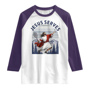Christian Tennis Lover Gift Raglan Shirt Funny Christian Gift TS12 White Purple Print Your Wear