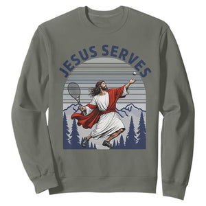 Christian Tennis Lover Gift Sweatshirt Funny Christian Gift TS12 Military Green Print Your Wear