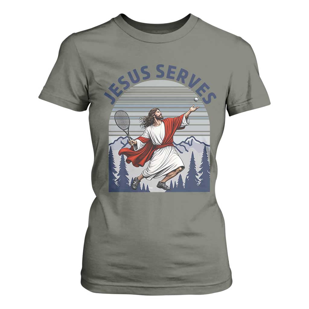 Christian Tennis Lover Gift T Shirt For Women Funny Christian Gift TS12 Military Green Print Your Wear