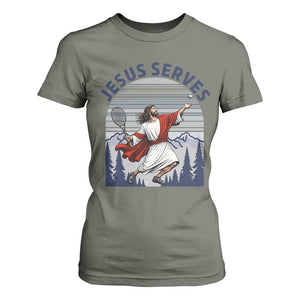 Christian Tennis Lover Gift T Shirt For Women Funny Christian Gift TS12 Military Green Print Your Wear