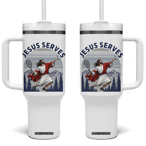 Christian Tennis Lover Gift Tumbler With Handle Funny Christian Gift TS12 One Size: 40 oz White Print Your Wear