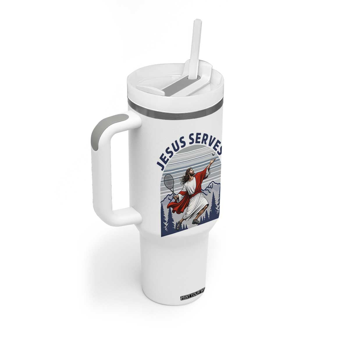 Christian Tennis Lover Gift Tumbler With Handle Funny Christian Gift TS12 Print Your Wear