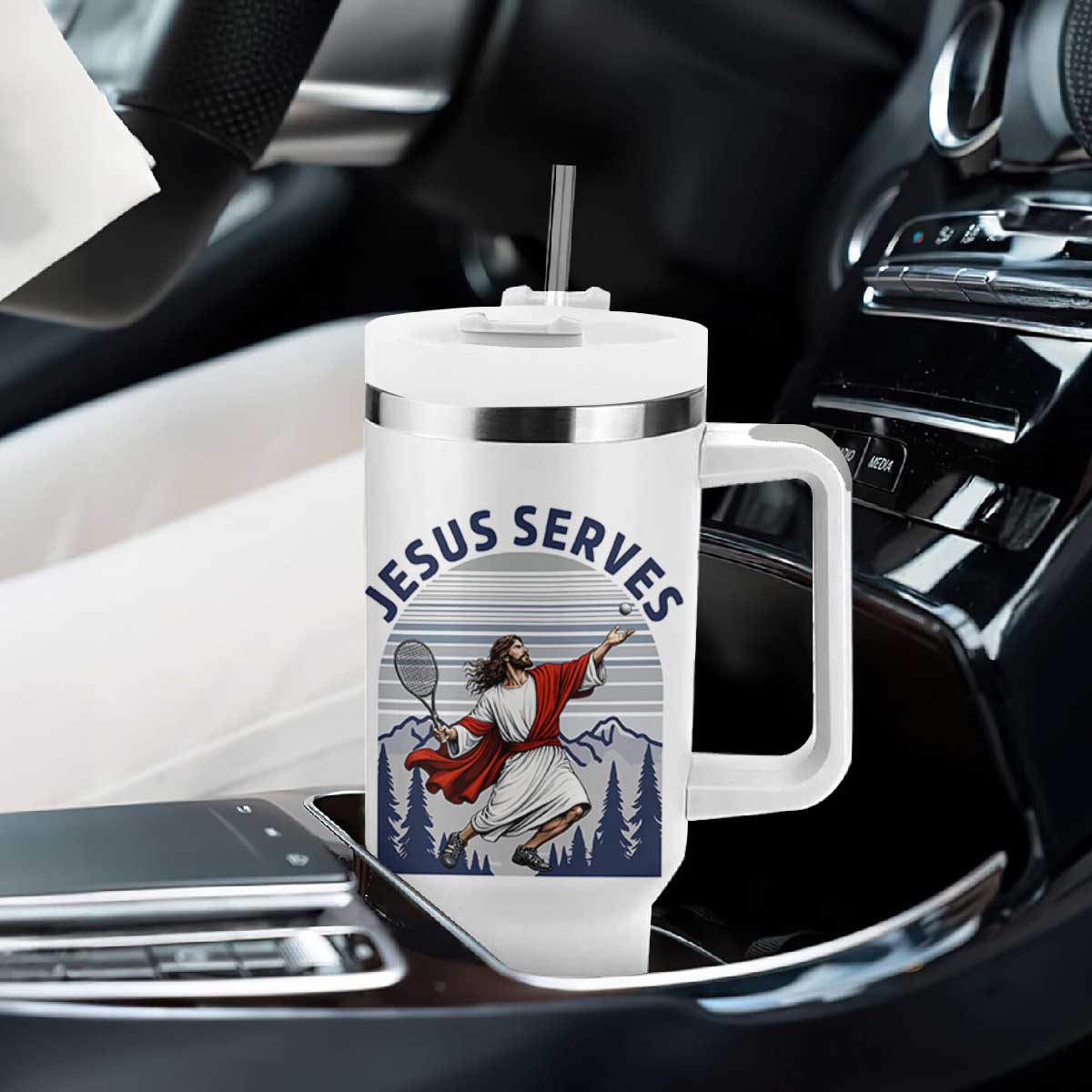 Christian Tennis Lover Gift Tumbler With Handle Funny Christian Gift TS12 Print Your Wear