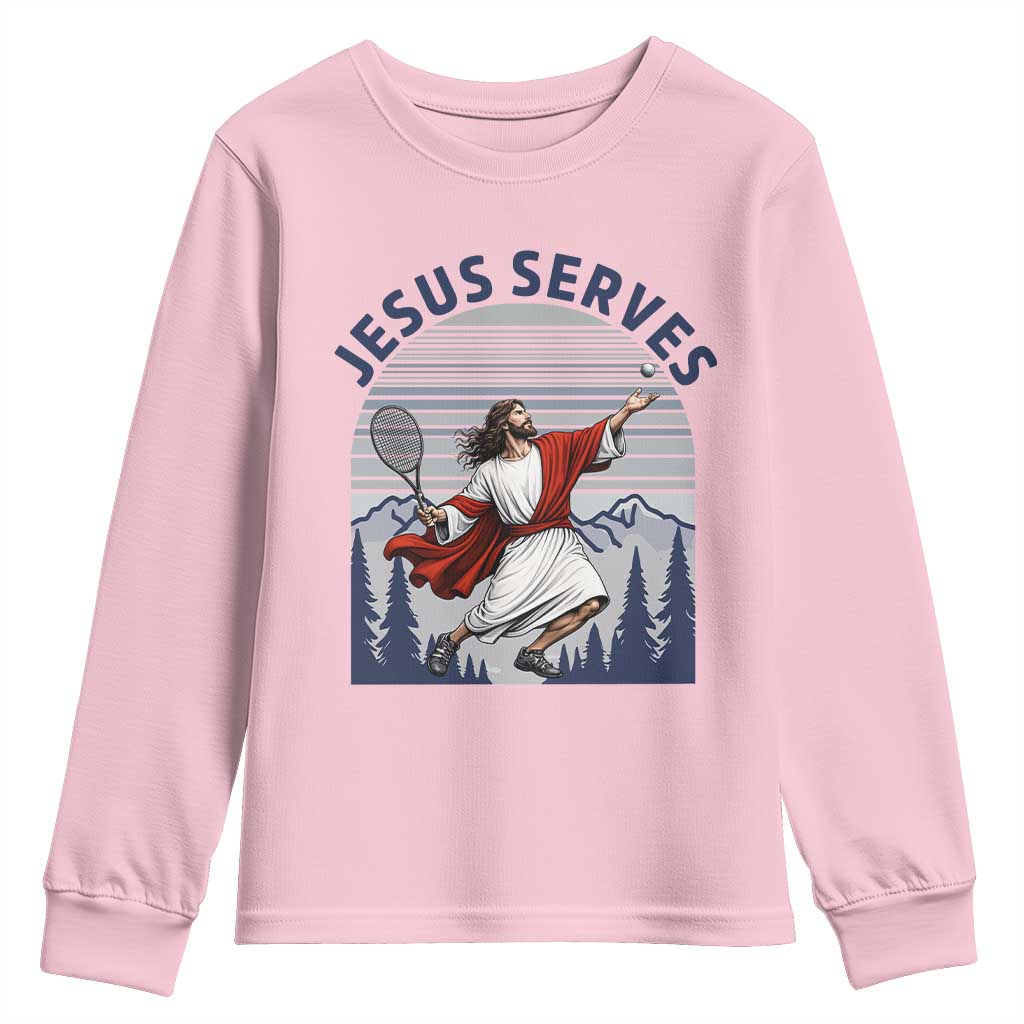 Christian Tennis Lover Gift Youth Sweatshirt Funny Christian Gift TS12 Light Pink Print Your Wear