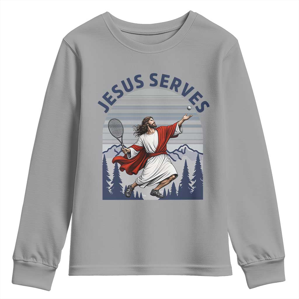 Christian Tennis Lover Gift Youth Sweatshirt Funny Christian Gift TS12 Sport Gray Print Your Wear