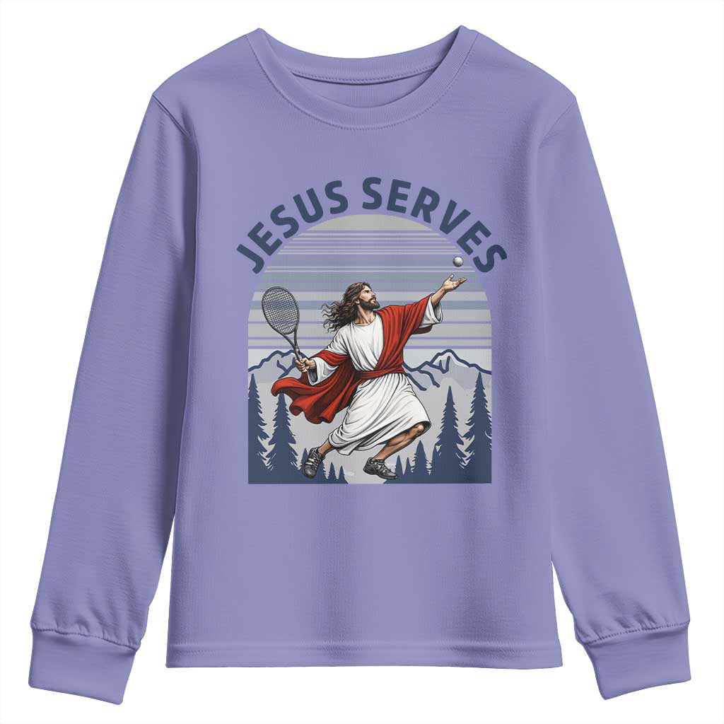 Christian Tennis Lover Gift Youth Sweatshirt Funny Christian Gift TS12 Violet Print Your Wear