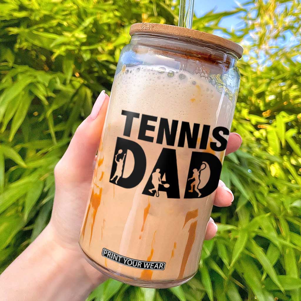 Funny Tennis Dad Life Glass Can Sport Lover Gift TS12 White Print Your Wear