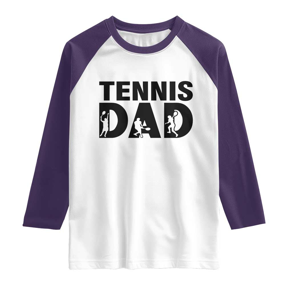 Funny Tennis Dad Life Raglan Shirt Sport Lover Gift TS12 White Purple Print Your Wear