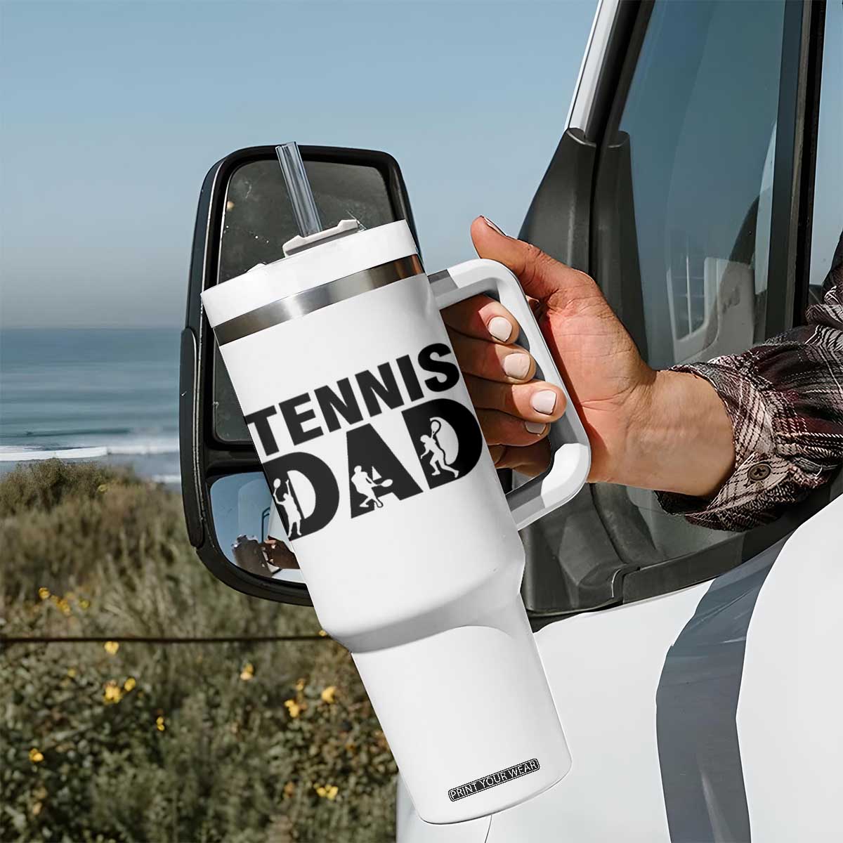 Funny Tennis Dad Life Tumbler With Handle Sport Lover Gift TS12 Print Your Wear