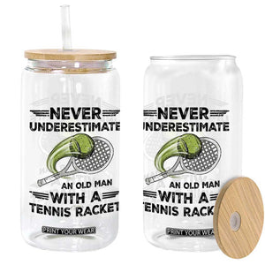Funny Tennis Quote Glass Can Never Underestimate An Old Man With A Tennis Racket TS12 Print Your Wear