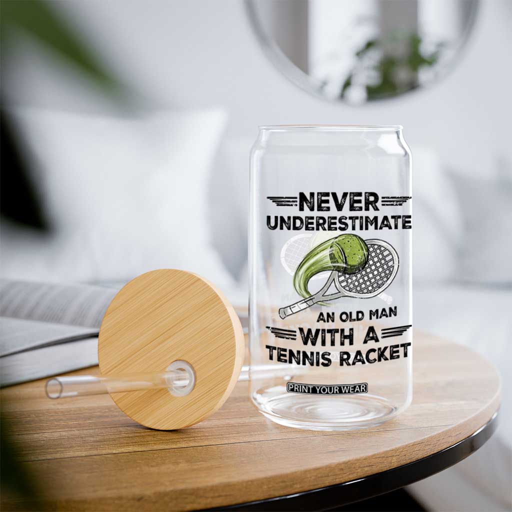 Funny Tennis Quote Glass Can Never Underestimate An Old Man With A Tennis Racket TS12 Print Your Wear
