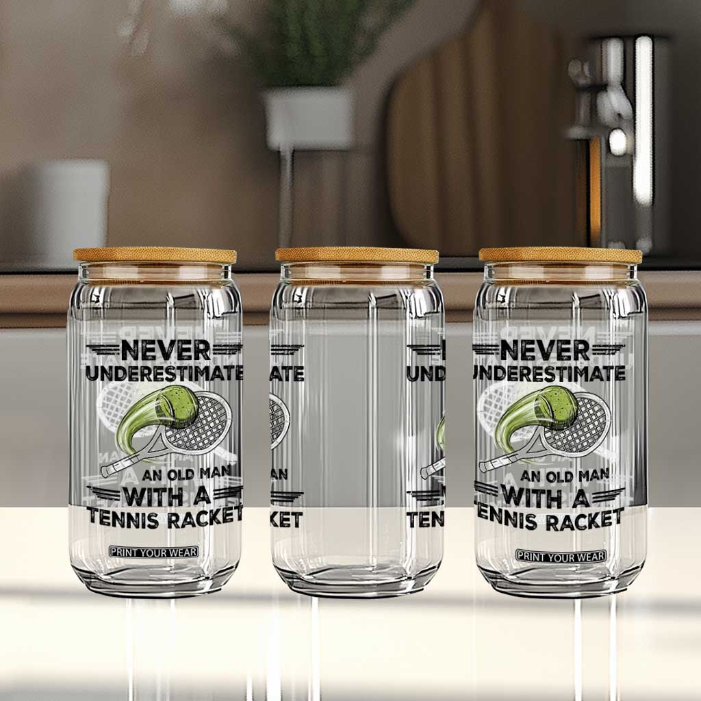 Funny Tennis Quote Glass Can Never Underestimate An Old Man With A Tennis Racket TS12 Print Your Wear
